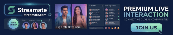 Streamate is a leading premium live-streaming site in 2026, offering fast mobile access, HD video, and elite privacy for 1-on-1 chats and interactive global shows.