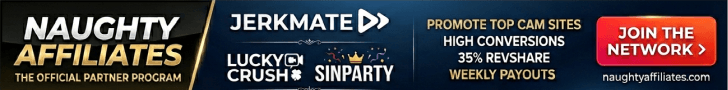 Naughty Affiliates is a premium adult affiliate network that manages top-tier brands like Jerkmate, LuckyCrush, and the new SinParty. It provides marketers with high-converting tools, real-time analytics, and dedicated support to monetize adult traffic through competitive RevShare and PPS models.